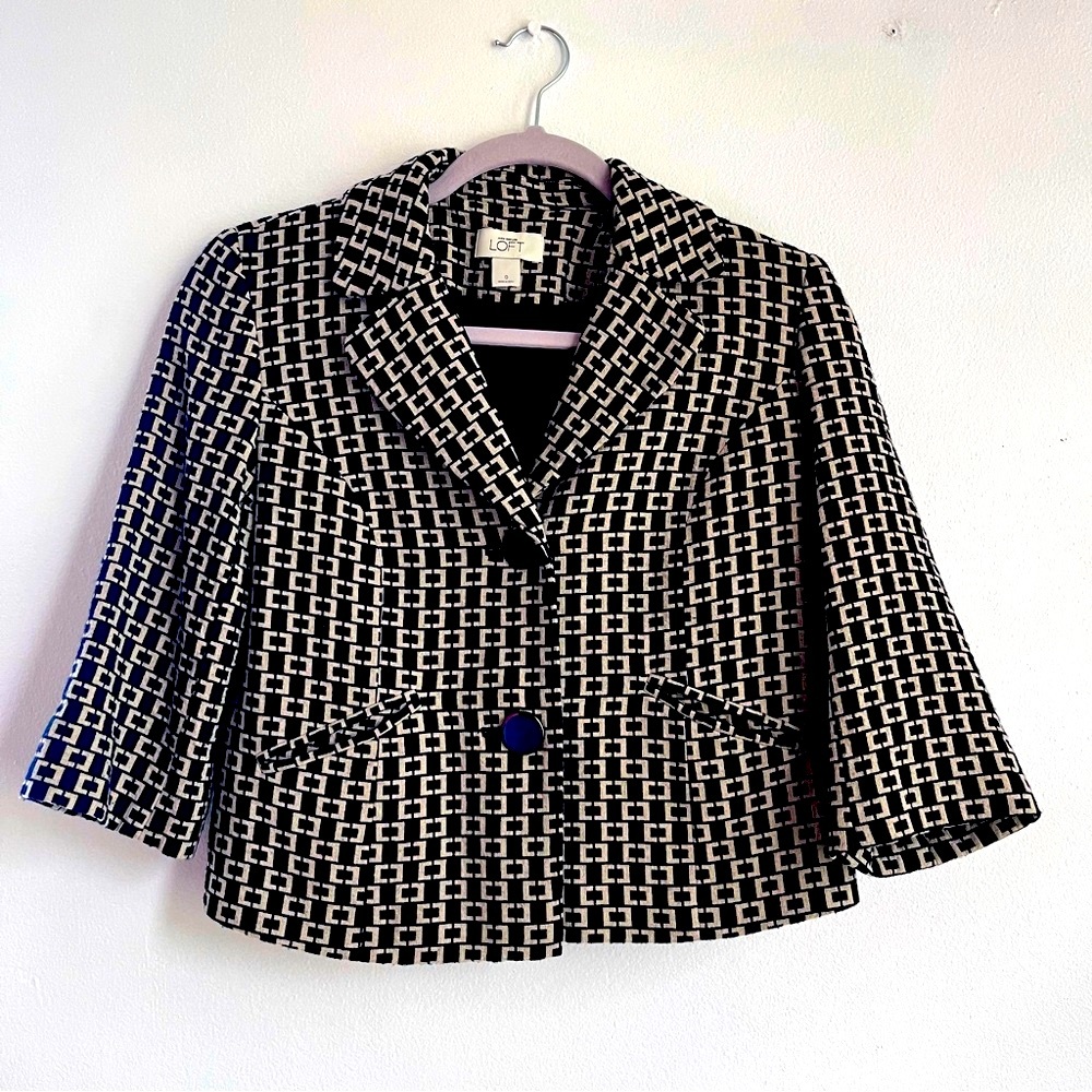 LOFT Blazer Black and Beige Size 0
